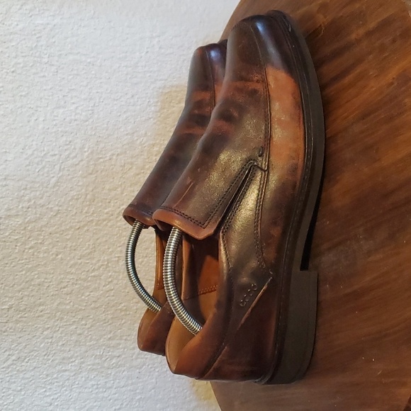 Ecco- Mens Distressed Leather Dress Shoes Slip on Neutral Comfy! Like New! Sz.10 - Picture 5 of 13